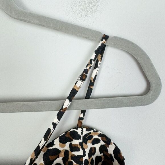 EXPRESS X ROCKY BARNES | Linen Blend Leopard Bow Front Crop Top Women’s Size S - Picture 10 of 11